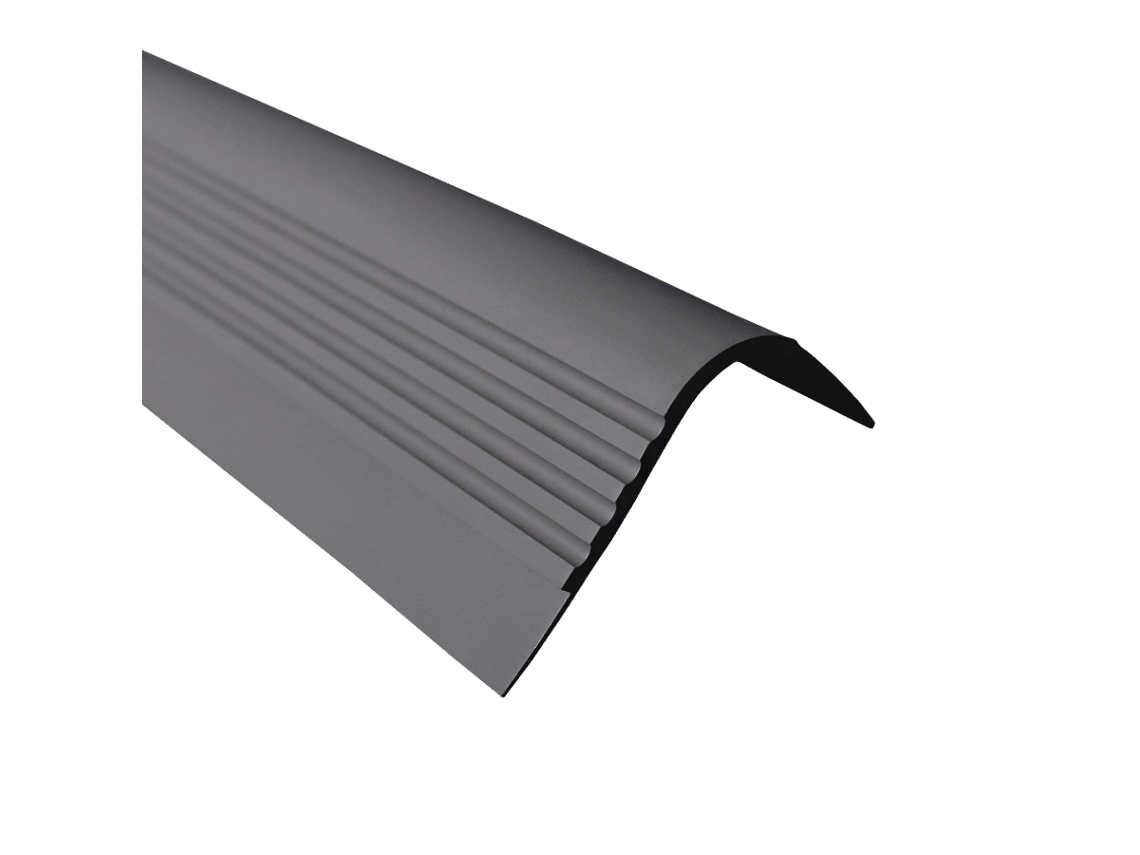 Perfil De Borda De Escada Quest Pvc 40x42 Mm Com Inserção De Segurança, Cinzento Escuro, 150 Cm