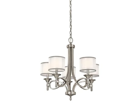 Lustre KICHLER Kl-Lacey5-Ap Malha de Linho de Renda Vidro Opal Aço E14 5 Lâmpadas
