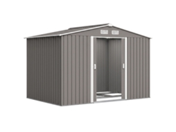 Abrigo De Jardim 4,83m² 277x195x192cm Metálico Para Armazenamento De Ferramentas Com Base De Reforço Incluída Cinza