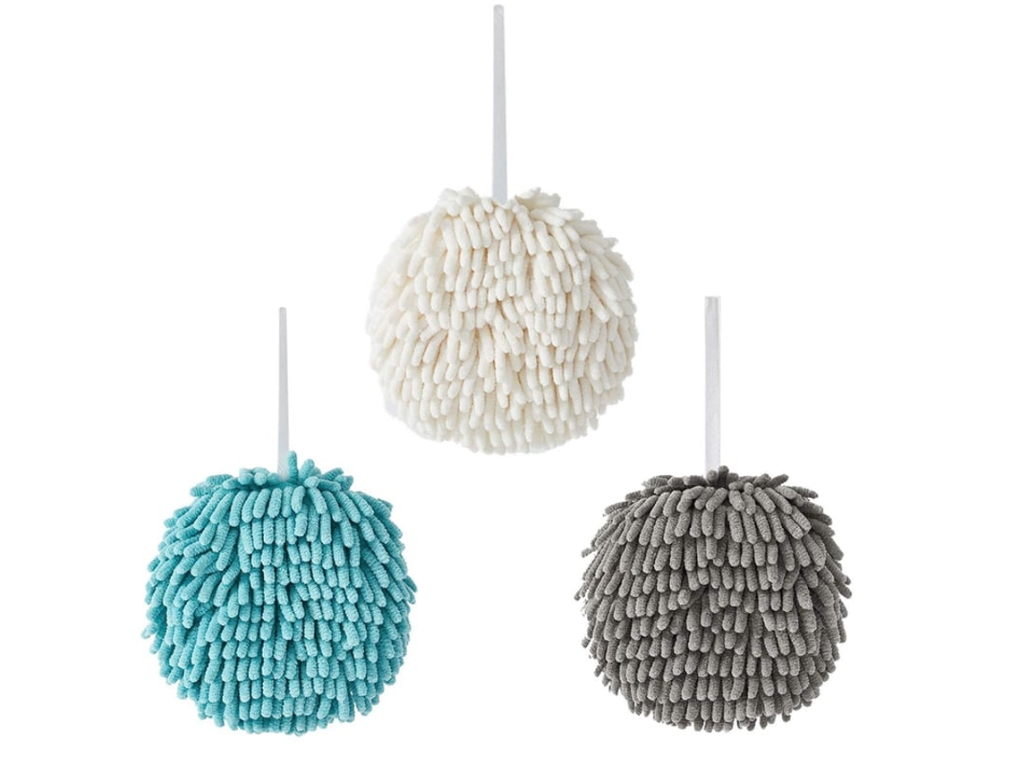 Toalha De Mão De Microfibra Sem Pelusas Para Banheiro Pendurável 3 Pacotes Branco Azul Cinza 7x7 Polegadas