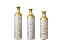 Conjunto de 3 Vasos de Chão Grandes,dourados Vasos Decorativos Grandes de Metal com Estampa Floral,ideais para Decorar Salas DELCOND (50/66/83 Cm)