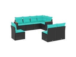 Conjunto de Sofá de Jardim, 9 Peças, Almofadas, Rattan Marrom MAISON EXCLUSIVE