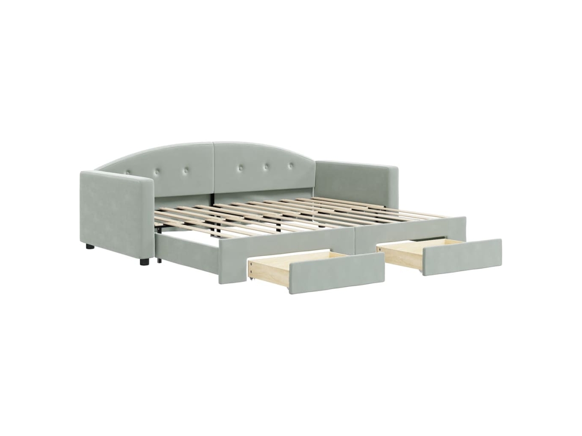 Sofá-cama com gavetão VIDAXL Cinzeto Veludo (90x200 cm)