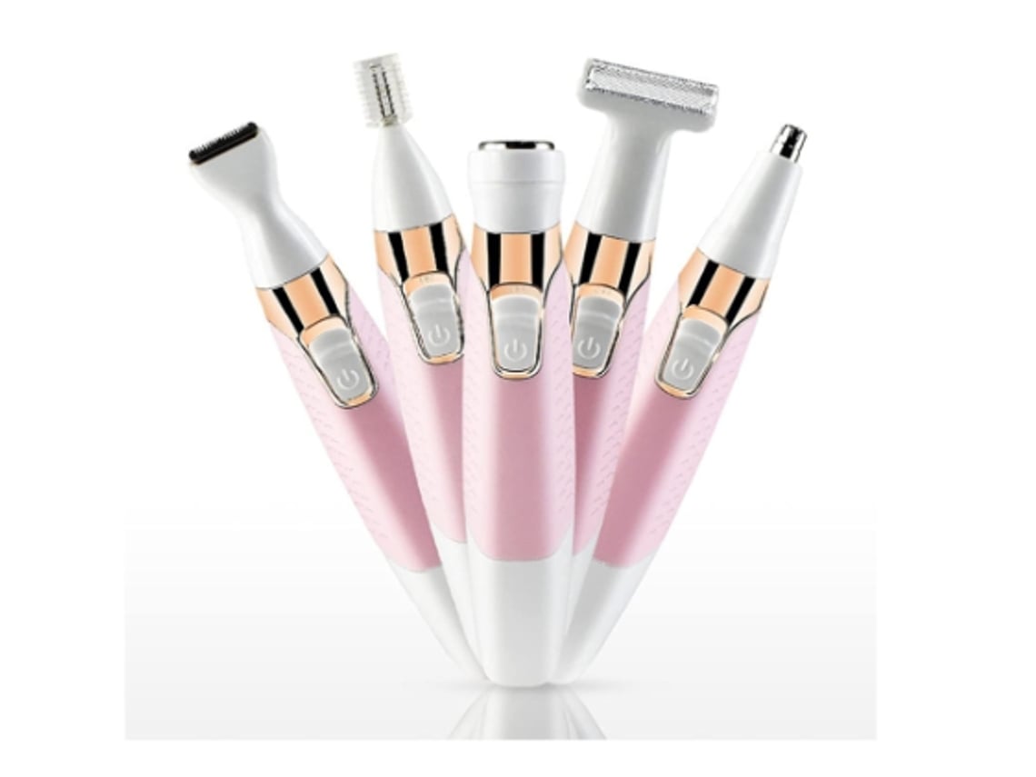Lady Shaver Barbeador Elétrico e Depilador 5 em 1 para Mulheres Biquíni Pernas Braços Axilas Depilação Rosa