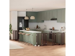 Vidaxl Portão P/ Cães C/ Porta Dobrável 9 Painéis 450cm Álamo Castanho