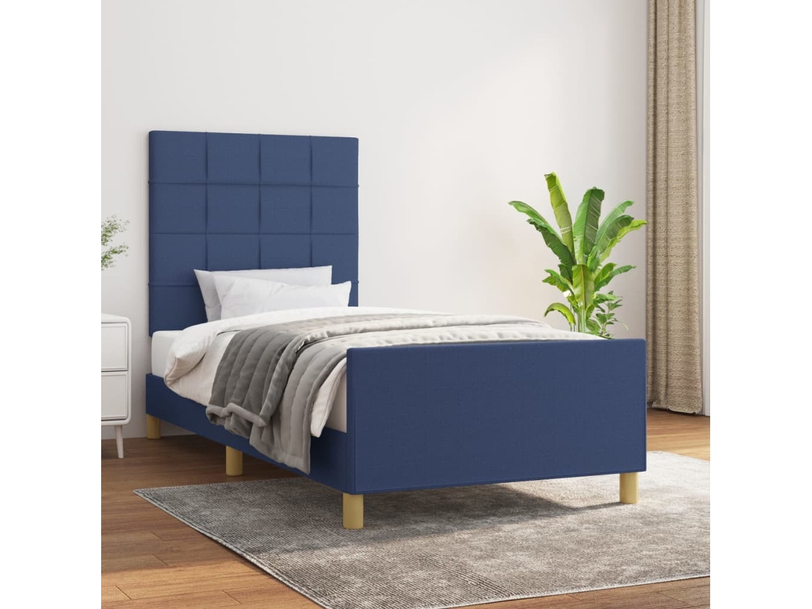 Vidaxl Estrutura De Cama Sem Colchão 90x200 Cm Tecido Azul