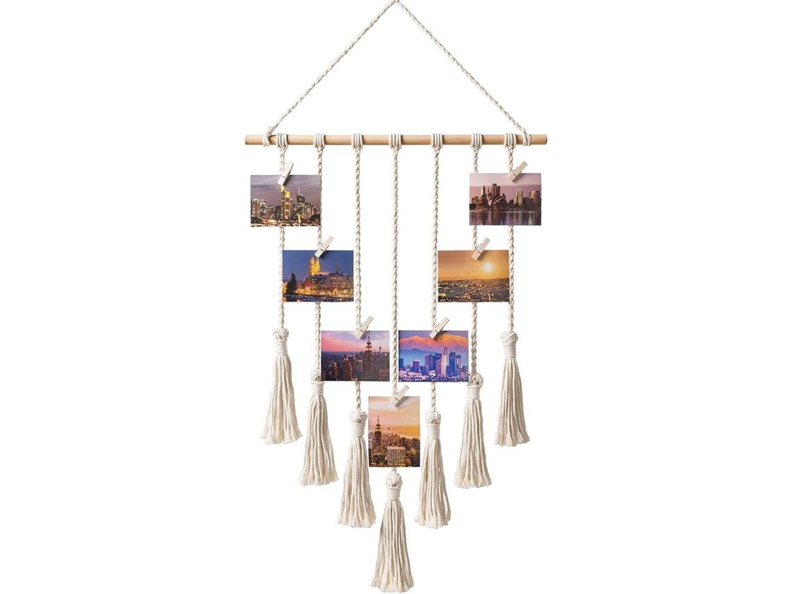 Expositor De Fotos Suspenso Em Macramê Boho, Arte De Parede Personalizada Para Quarto, Dormitório, Decoração Decorativa Em Macramê Boêmio Para Quarto