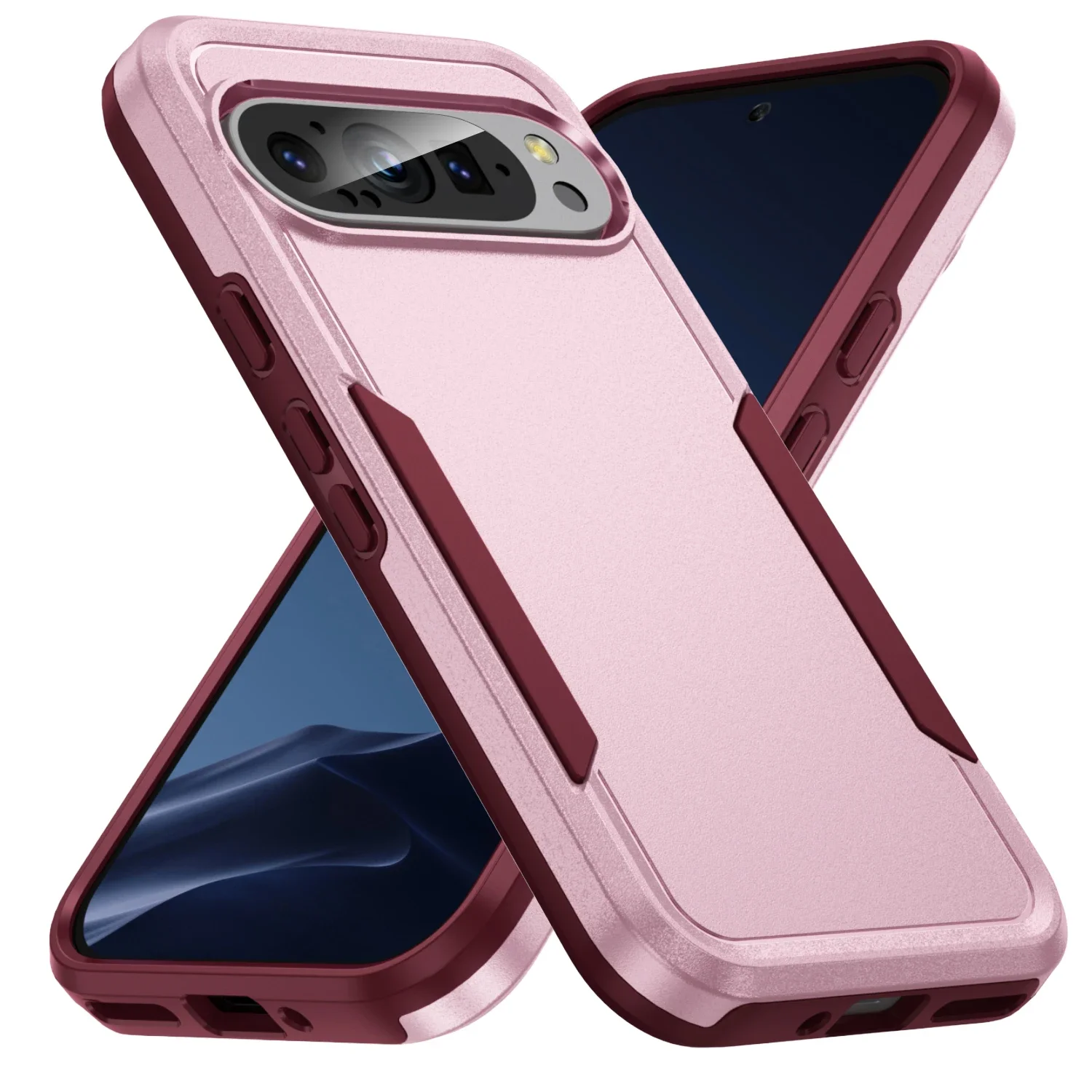 (rosa, Google Pixel 6 Pro) Capa De Luxo À Prova De Choque Com Dupla Camada Para Celular, Capa Protetora Rígida E Resistente Em Cor Sólida.