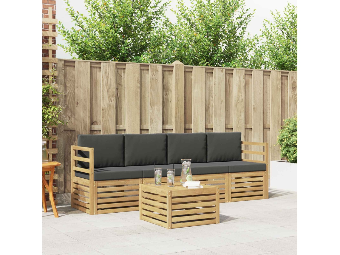 Vidaxl Conjunto De Sofás Para Exterior 5 Unid. Branco E Antracite