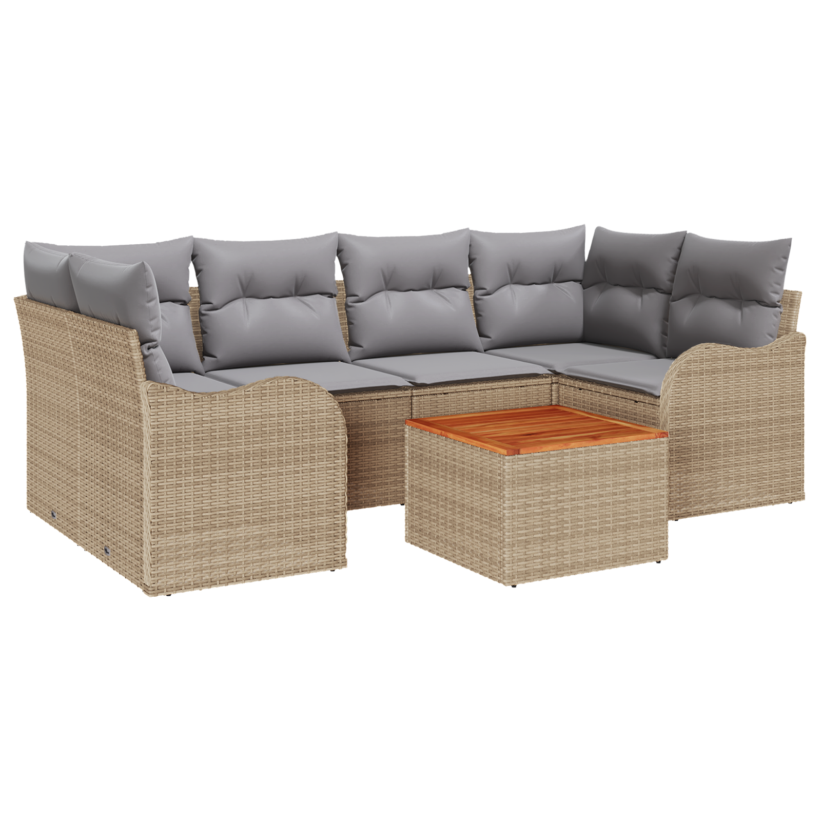 Conjunto 7 Conjunto De Sofá Modular Vidaxl Bege Vime Pe (234 X 122.5 X 69 Cm)