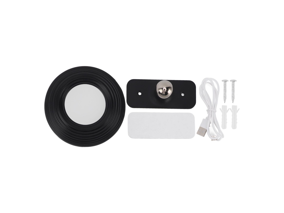 Rebe-lâmpada De Parede Led Recarregável Magnética Sem Fio Giratória 360° 3 Cores Controle Táctil 2000mah Para Leitura De Dormitório Preta