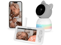 Monitor de Bebé LIONELO Babyline 9.2 Ai Câmara Full Hd 4mp Ecrã 5” Wi fi Deteção de Choro Seguimento Automático Visão Noturna Vox