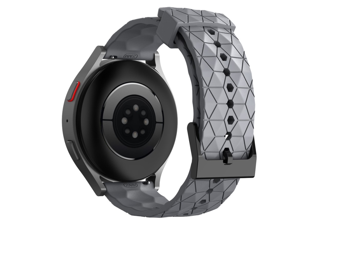 Bracelete Silicone Padrão de Futebol 20Mm para Samsung Galaxy Watch 5/Huawei Watch Gt Cinza