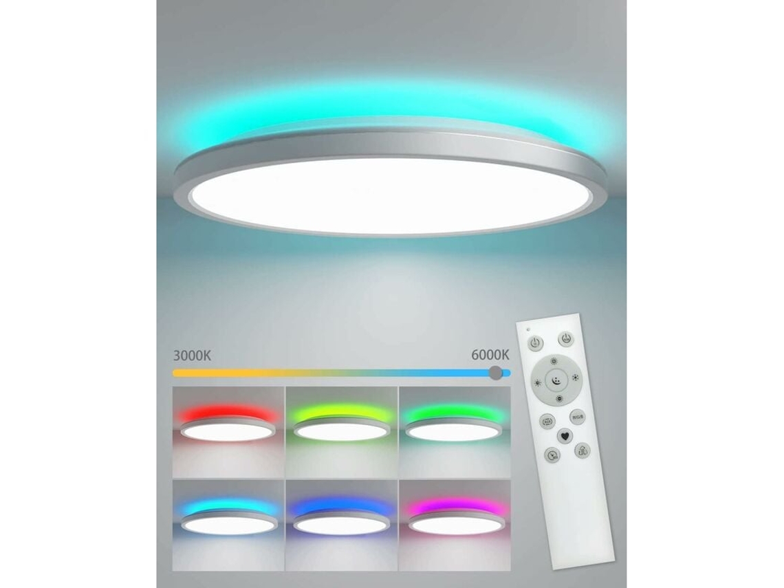 Luminária De Teto Led 24w, Rgb, Ajustável, Ip54, Para Banheiro, Cozinha Ou Quarto KOFIHETY