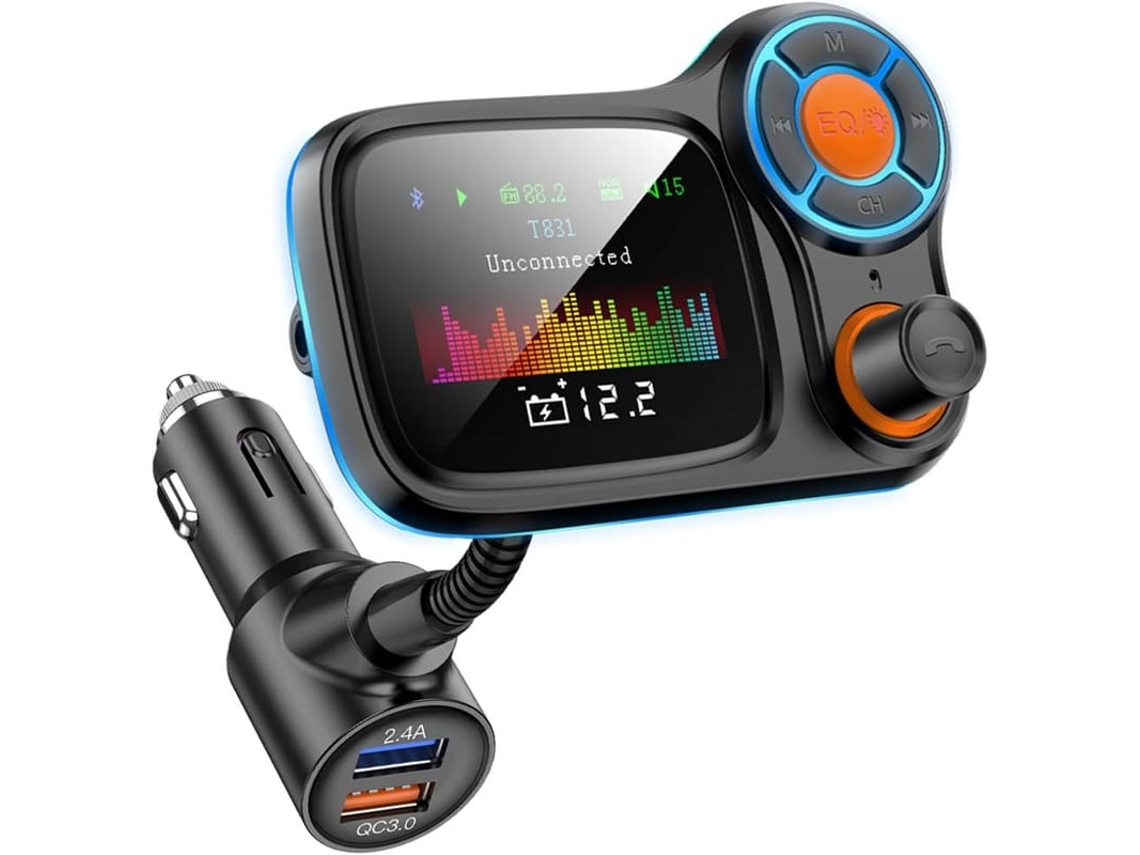 Transmissor Fm Bluetooth Para Carro Aigital Com Tela Colorida De 1,77 Polegadas E Carregamento Rápido Qc3.0