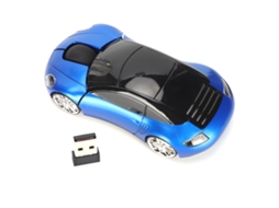 Mouse sem fio 2.4G com receptor USB, design de carro, 1600 DPI, para laptop, desktop, office e games azul | S/MARCA