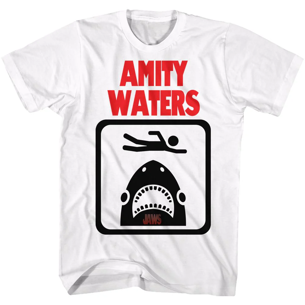 Unisex Adult T-shirt Rockinstone Jaws Movie Amity Waters White Sizexxxl