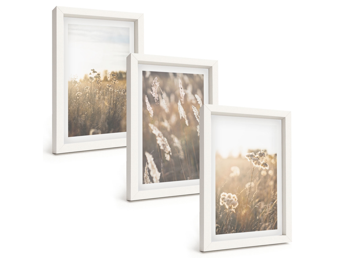 Composição De Quadros Paisagem Grama Flores Quente Espelharte (3 Peças 20x30 Cm)