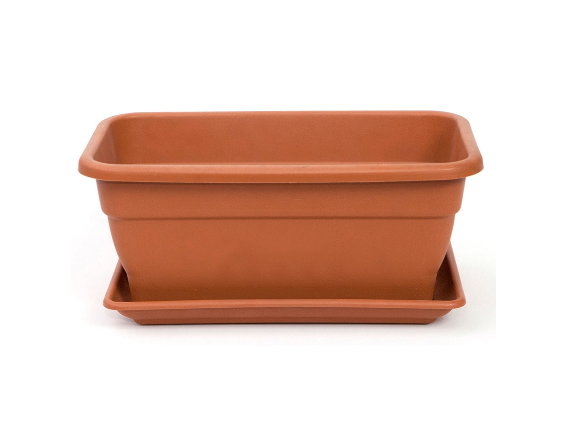 Floreira Plástica Eva Com Placa Adam 16 Litros, 40 Cm Plft Cor Marrom Acan