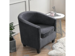 Funda Para Sillón De Salón Tela Elástica Antimanchas Protectora De Asiento Color Sólido Gris Escuro