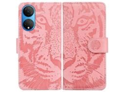 Capa De Couro Com Aba Horizontal Para Celular For Honor X7 Com Estampa De Tigre Em Relevo