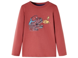 T-shirt De Manga Comprida Para Criança Vermelho Queimado 128