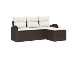 Conjunto 4 Sofá De Jardim Vidaxl Castanho Vime Pe (55 X 55 X 37 Cm)