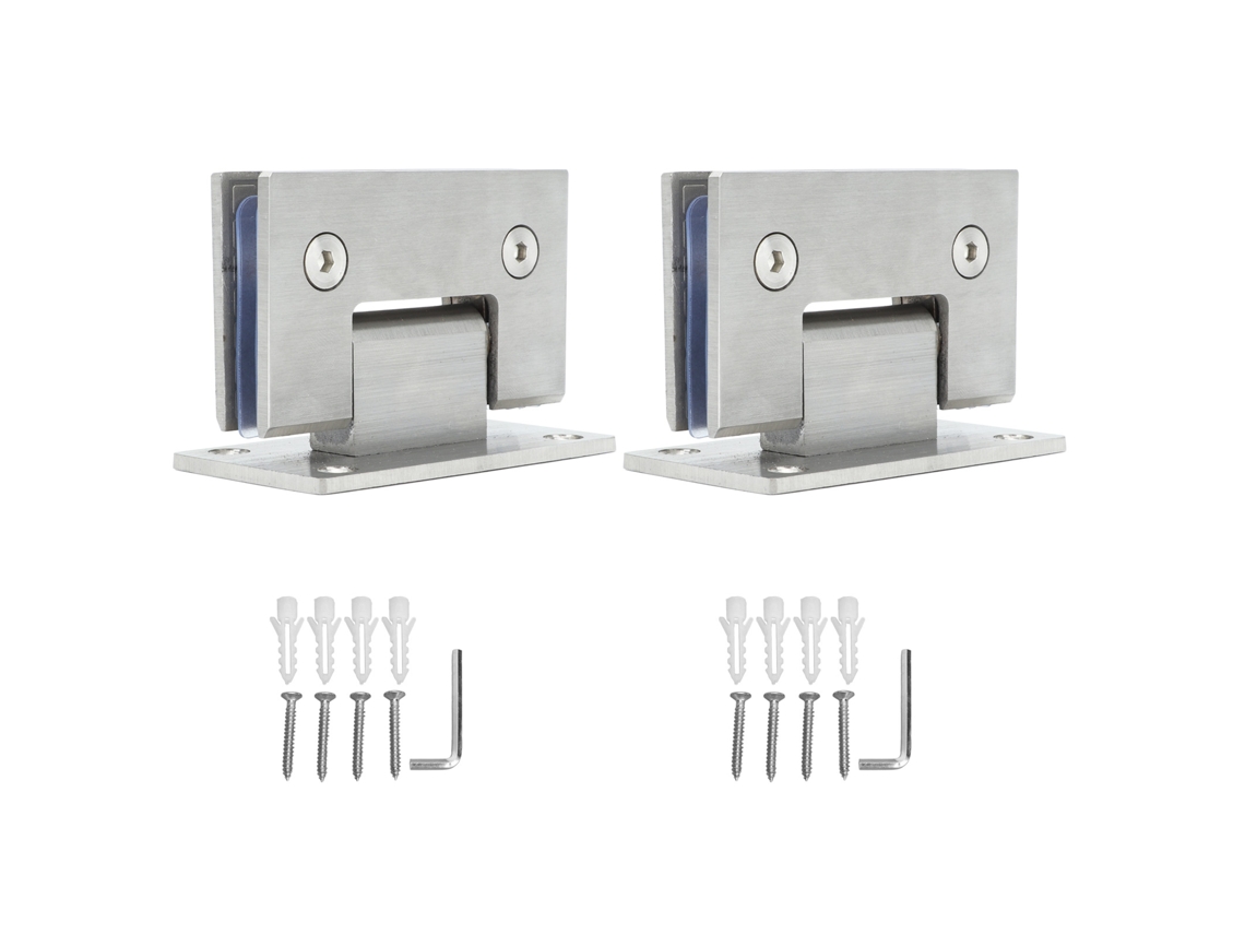 2pcs Dobradiças de Porta de Vidro 90° em Aço Inoxidável