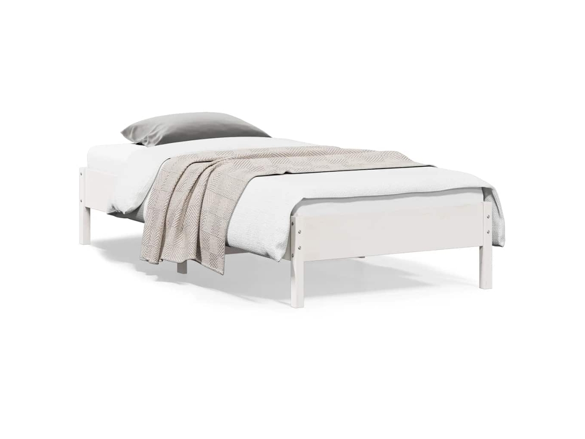 Vidaxl Cama Sem Colchão 90x200 Cm Madeira De Pinho Maciça Branco