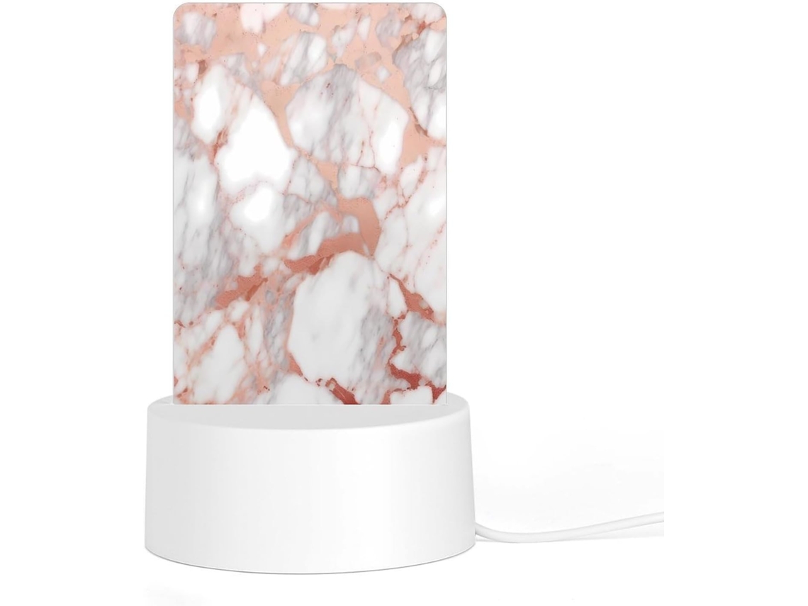 Luminária Noturna Led Acrílica Plug And Play Com Base Plástica De Encaixe, Cor Ouro Rosa, Luminária Noturna Com Estampa