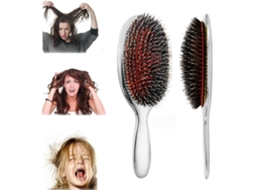 Escova De Cabelo Cerdas De Javali Com Almofada De Ar Antiestática Prateada