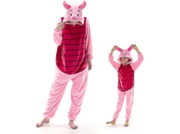 Pijama Unisex Adulto Niño Onesie Polar Suave Disfraz Animal Cosplay Halloween Noche Hogar Cochinito 95 Cm