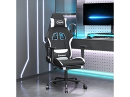 Vidaxl Cadeira De Gaming Com Apoio De Pés Tecido Preto E Branco