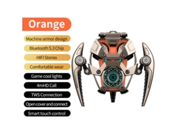 Fones de Ouvido Bluetooth Metal Armor com Cancelamento de Ruído Ativo, Graves Hifi e Som Surround. MDUG (laranja)
