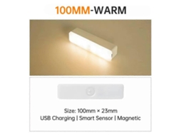 Luminária de Led Sem Fio com Sensor de Movimento para Armário, Guarda, Roupa Ou Bancada de Cozinha, 100 Mm, 4 Polegadas, Branco Quente BRILVIBERA