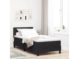 Vidaxl Cama Box Spring Led Com Cabeceira Preto 90 X 200 Cm Veludo