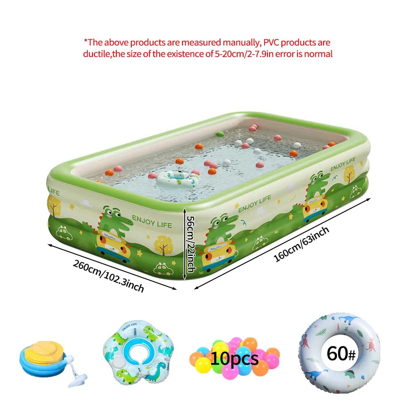 (conjunto De 2,6 M) 1 Piscina Inflável Retangular Em Pvc, Para Uso Externo.