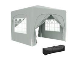 Carpa Plegável 3x3m, altura ajustável, 3 níveis, com 4 laterais com janelas, bolsa, UPF50+, impermeável, cinza BTFORUS
