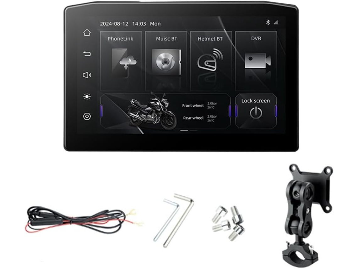 Tela de Navegação Removível de 6,25 Polegadas com Android Auto, Portátil e À Prova D'água para Motocicletas. SFUSHOS
