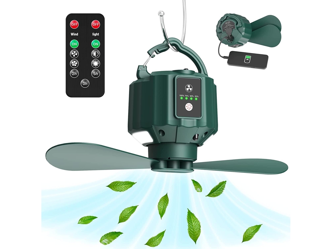 Ventilador De Camping Com Carregamento Usb, Ventilador De Camping Portátil Recarregável (com Controle Remoto), Temporizador, Gancho