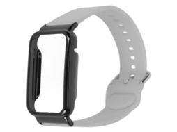 Pulseira de Silicone com Capa Protetora para Mi Band 7 Pro Cinza e Preto