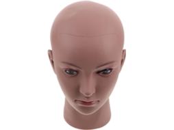 Cabeça De Manequim Realista Careca Em Pvc Preto, 53 Cm, Para Perucas E Penteados.