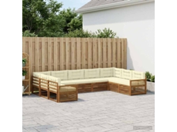 Vidaxl Conjunto De Sofás Para Exterior 9 Pcs Natural E Creme