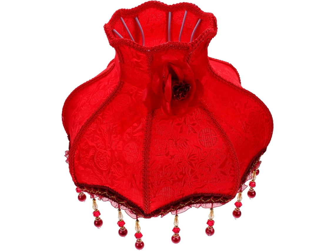 Abajur De Mesa Vintage Em Tecido Vermelho
