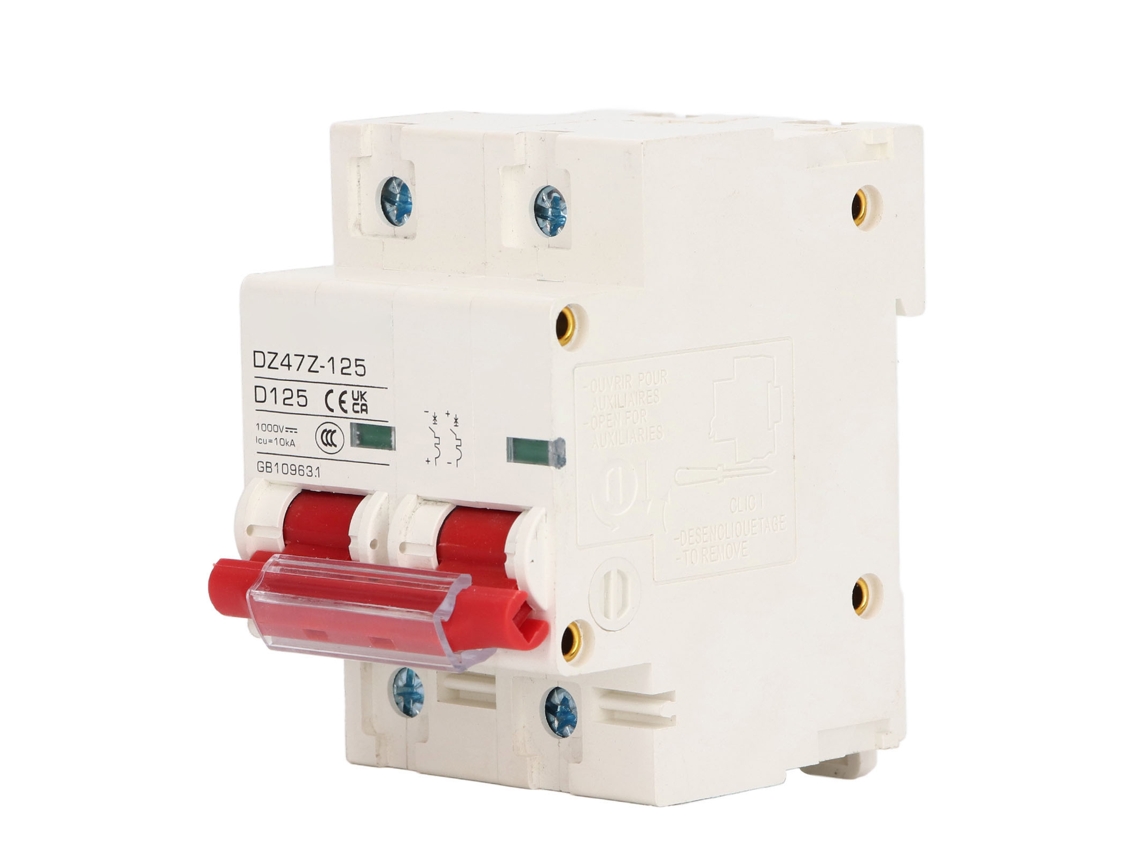 Interruptor de Circuito DC 2P 1000V 125A, Proteção contra Curto Circuito, para PV