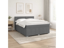 Vidaxl Cama Box Com Led E Colchão Cinzento-escuro 140 X 200 Cm Tecido
