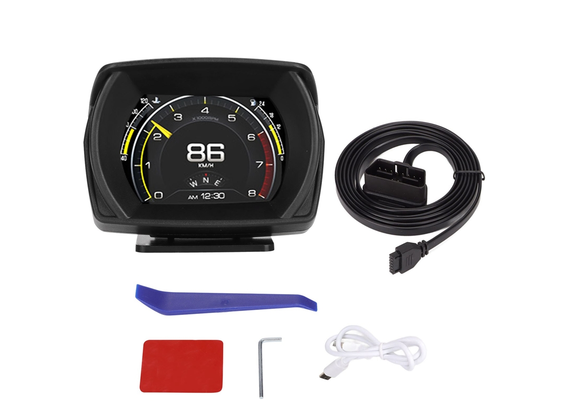 Display Hud Veículo Preto Obd Gps Com 9 Alarmes