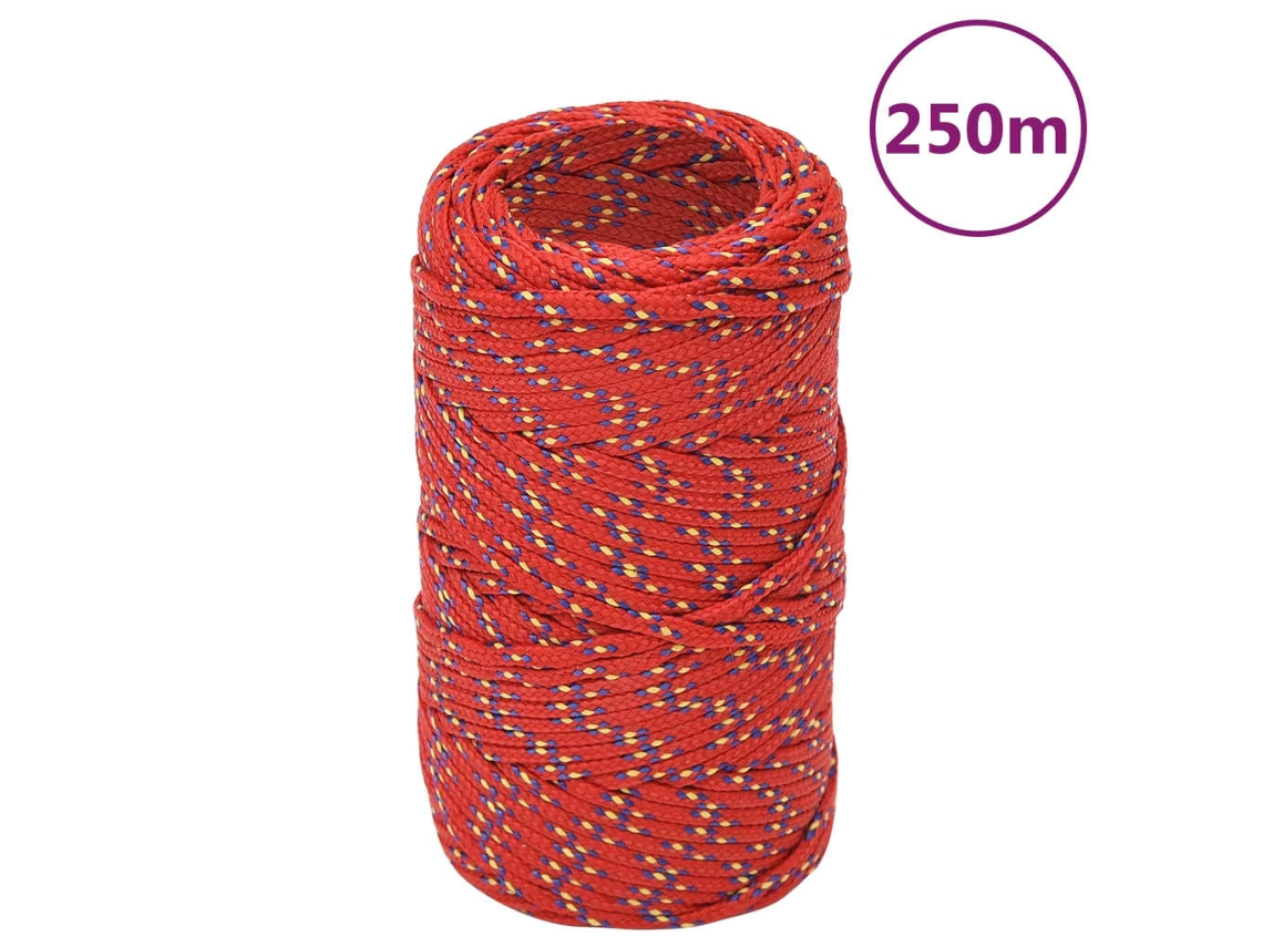 Vidaxl Corda De Barco 2 Mm 250 M Polipropileno Vermelho