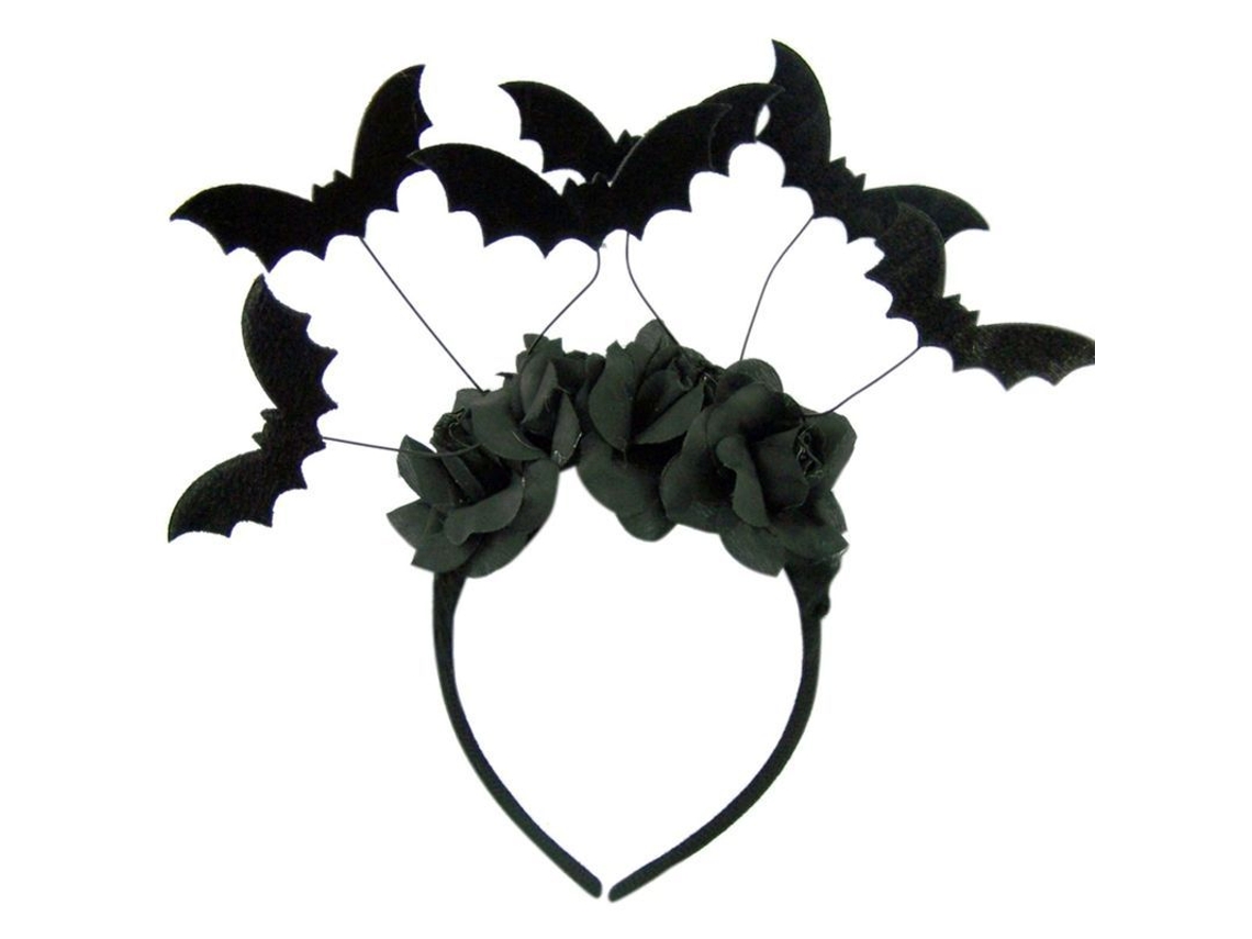 Acessório de fantasia, tiara com morcego preto, ajustável | S/MARCA