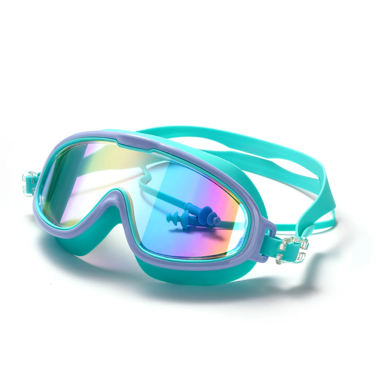 (g) Um Par De Óculos De Natação Antiembaçantes, Com Proteção Uv, Lentes Espelhadas E Anel De Vedação De Silicone Macio.